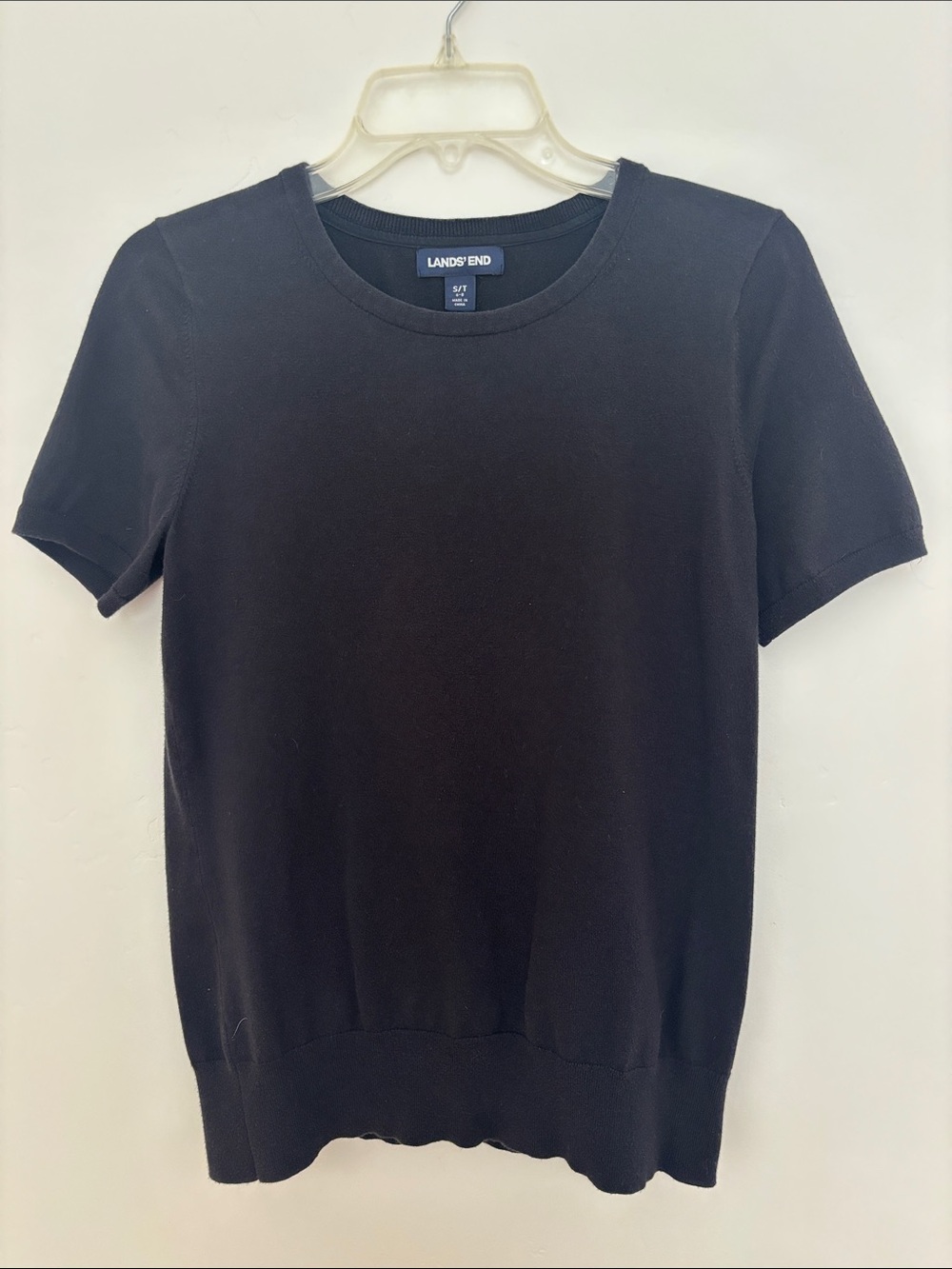 Lands'End Women’s TALL Short-Sleeve Crewneck Tee - Black